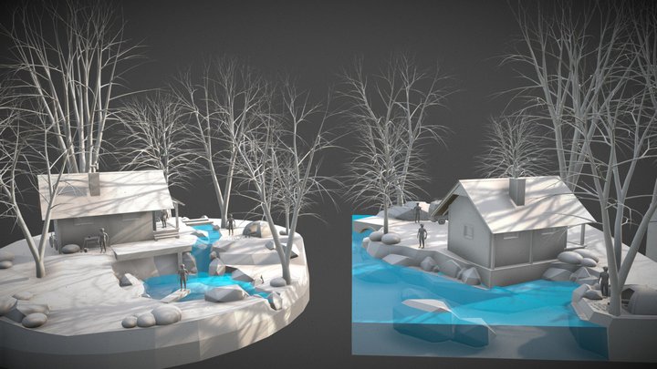 diorama and house blockouts 3D Model