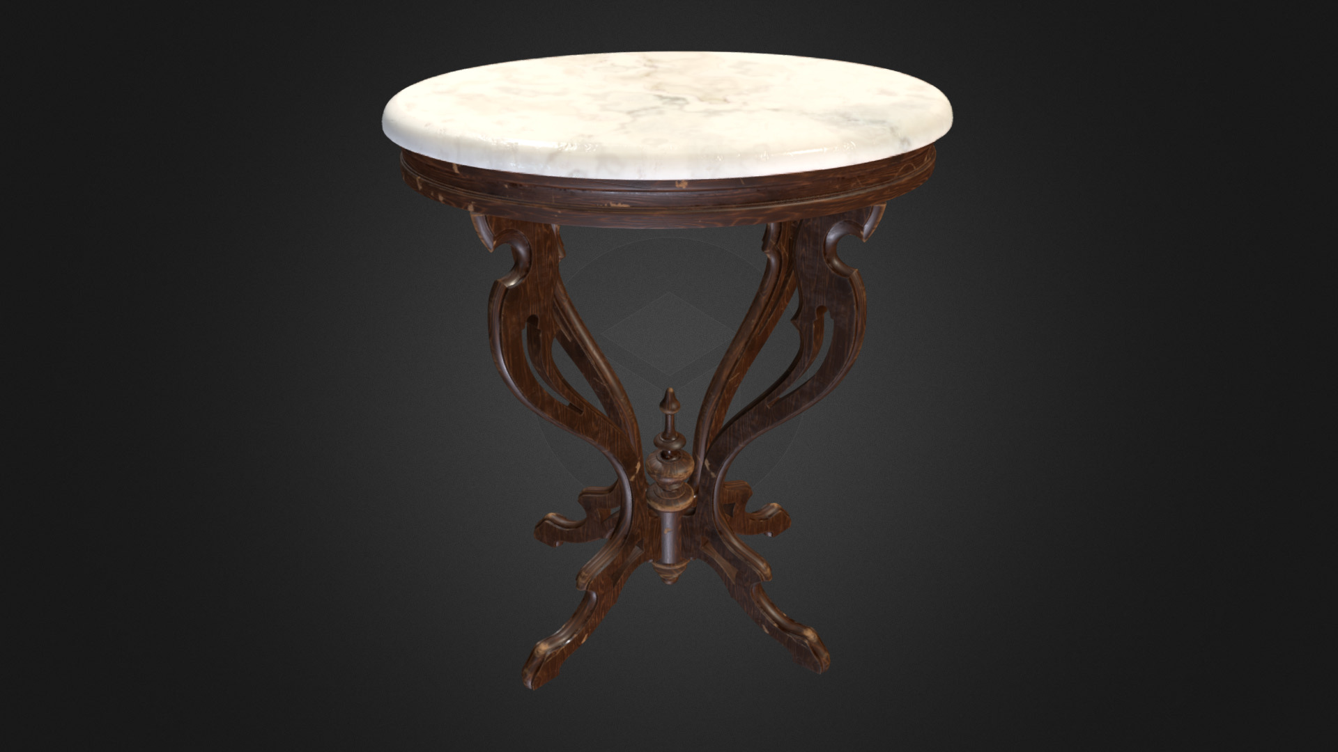 3D model Antique Pedestal Table 001 (High Poly) V1 - This is a 3D model of the Antique Pedestal Table 001 (High Poly) V1. The 3D model is about a gold and silver table.
