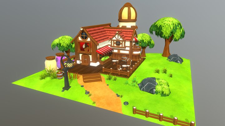 Stylized Fantasy Tavern 3D Model