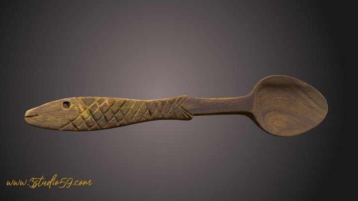 Cuchara tallada Ghana 3D Model