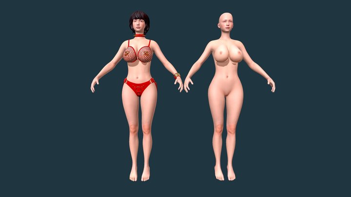 Body Girl Bikini Semireal Low-poly 3D Model