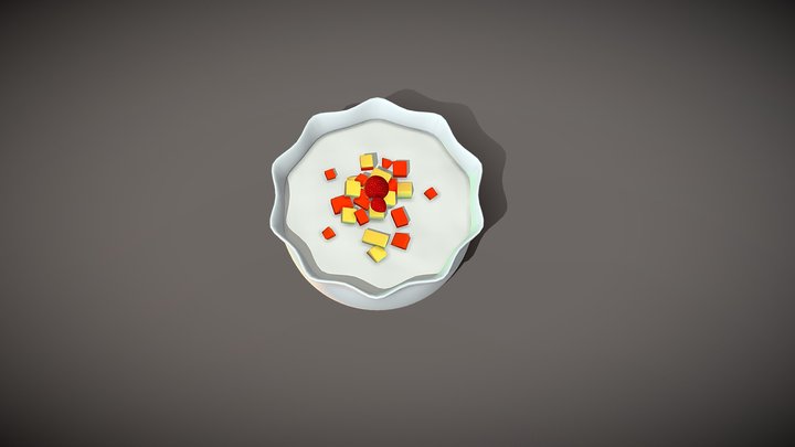 Fruit jelly and yogurt 3D Model