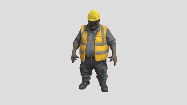male zombie character around 6 feet tall, 3D Model