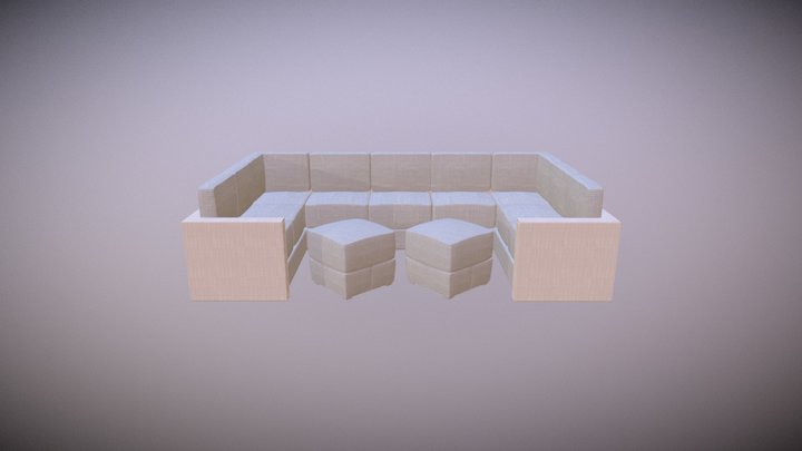 White Lounge Sofa 3D Model