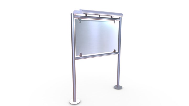 Werbeschild Neapel mit V2A-Tafel und LED 3D Model