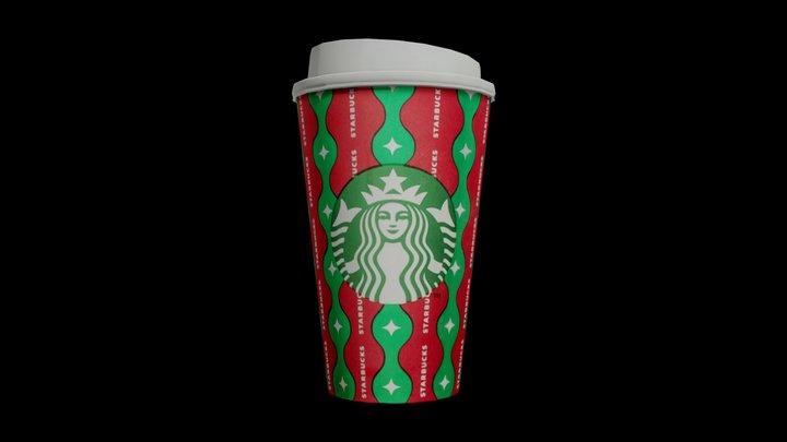 Starbucks coffee cup with flat lid 3D model 3D printable