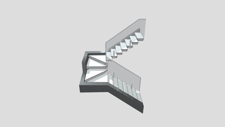 Modern floating staircase 3D Model