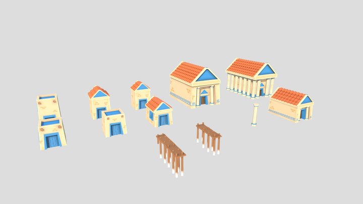 Greek Village 3D Model