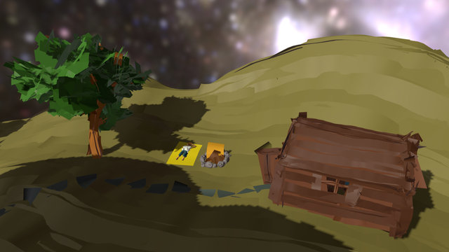 Small Cabin by a Hill 3D Model