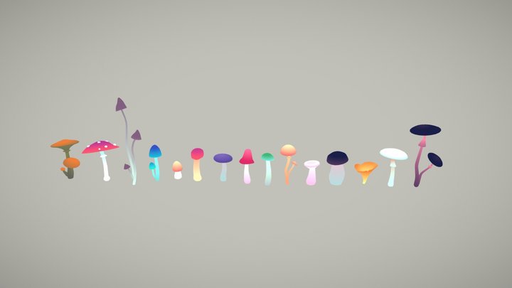 Low Poly Mushroom Assets 3D Model