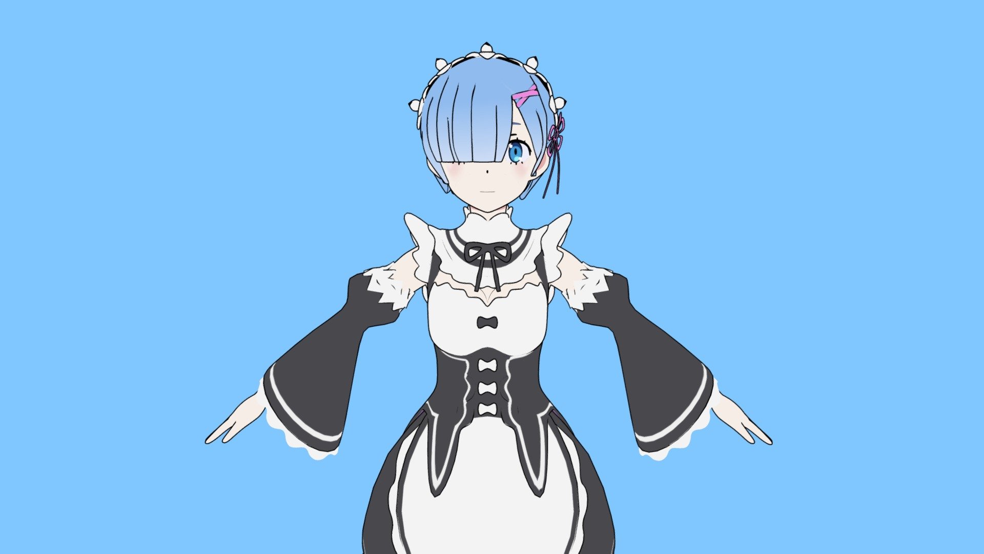 Rem - Re Zero anime 3D model animated rigged
