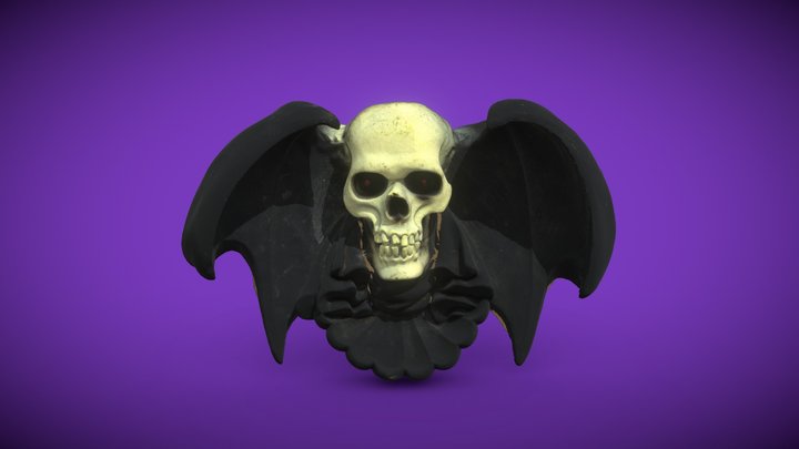 Flying Skull Halloween Decoration 3D Model