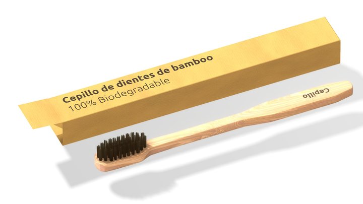 Wood bamboo toothbrush 3D Model