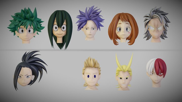 Anime Head Boku no hero (my hero academia) 3D Model