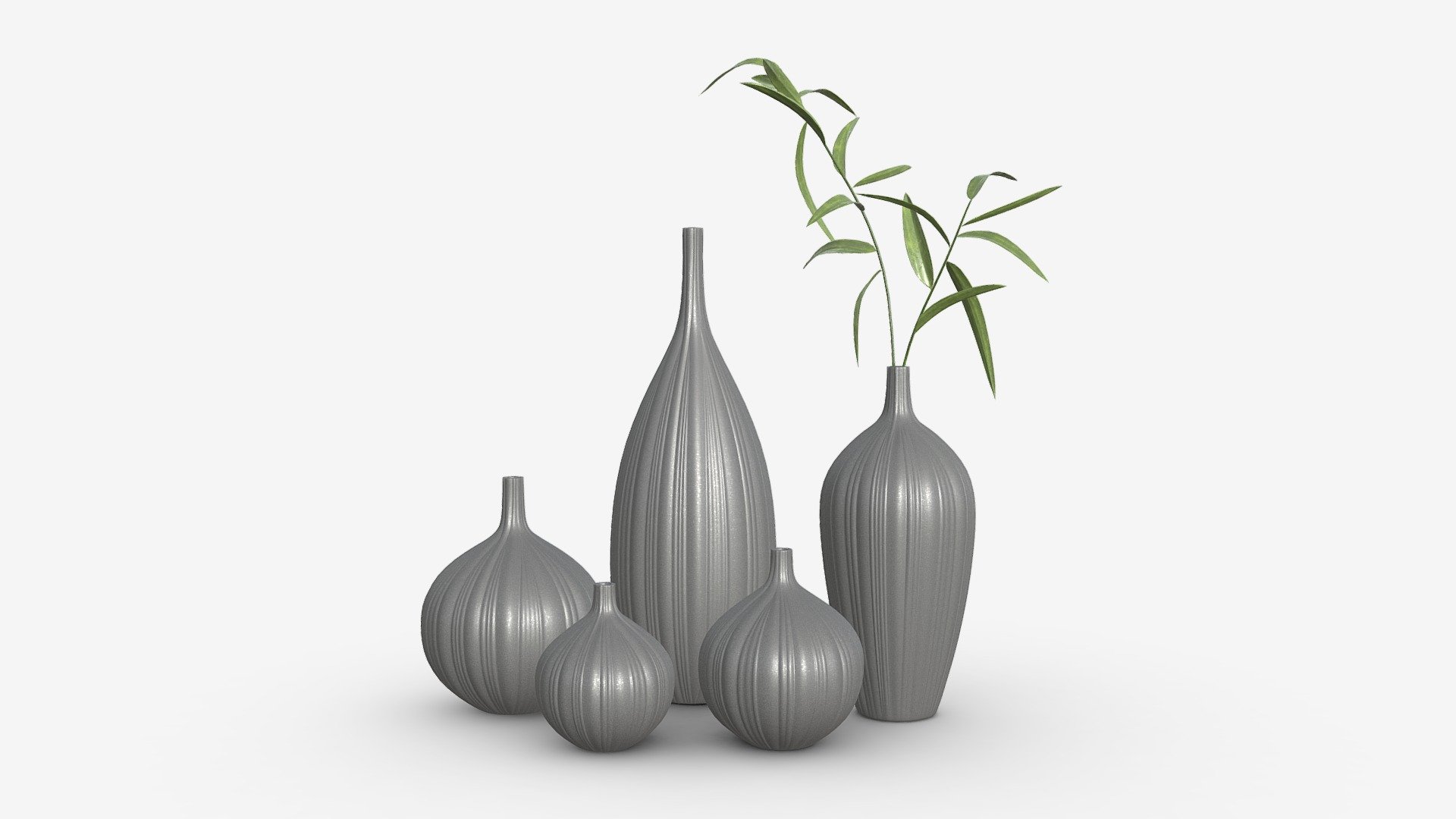 Ceramic dark vase set with plants - Buy Royalty Free 3D model by ...