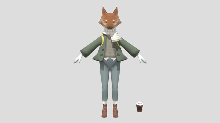 3D Character - Fox Hipster 3D Model
