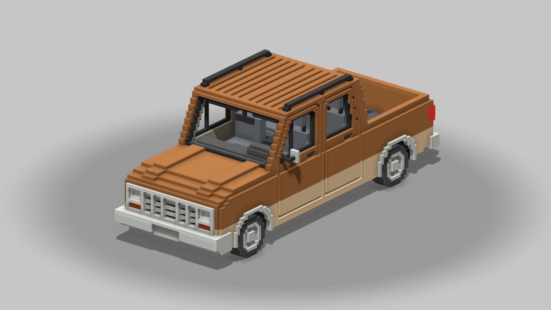 3D model Voxel Long Pickup - This is a 3D model of the Voxel Long Pickup. The 3D model is about a toy truck on a white background.