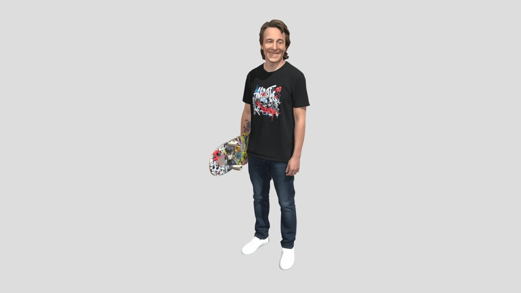 Skateboarder in a Graffiti Tee