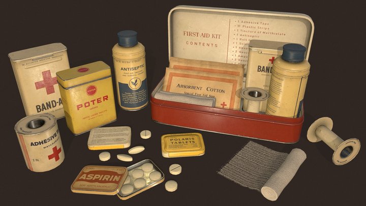 Vintage First Aid Kit 3D Model