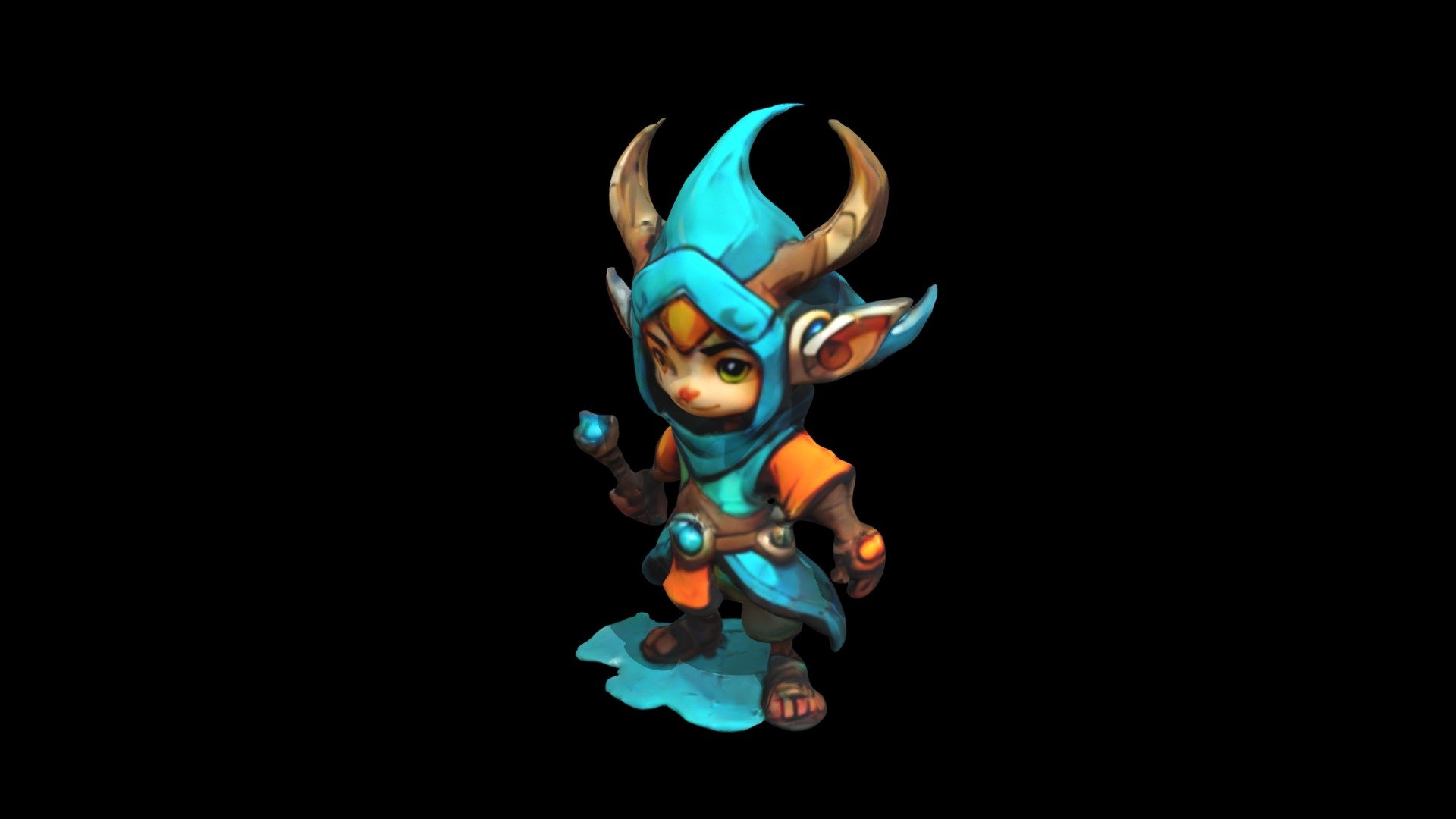 a cartoon character with horns and a blue hoo - Download Free 3D model ...