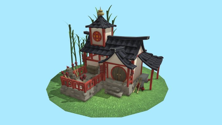 DAE Villages: Ancient Chinese Fireworks Shop 3D Model
