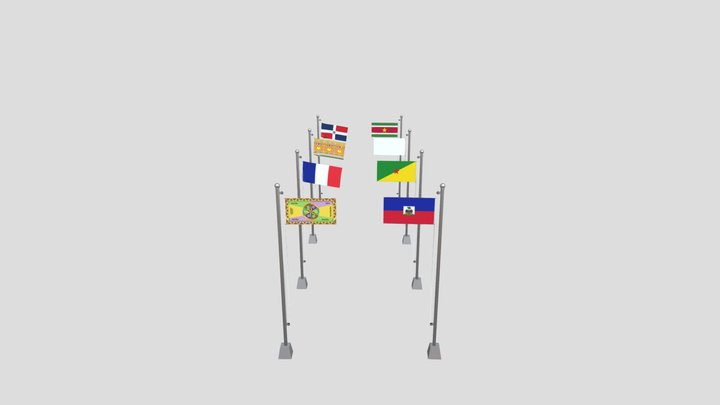 Flags French Guiana Communities 3D Model