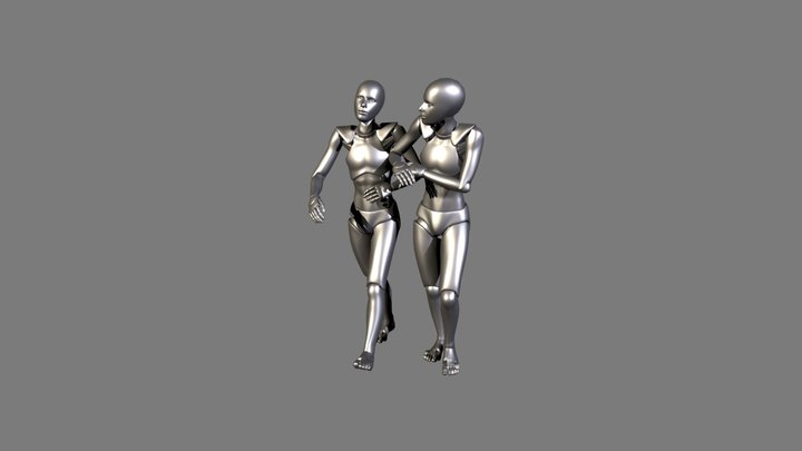 Couple Walking 3D Model