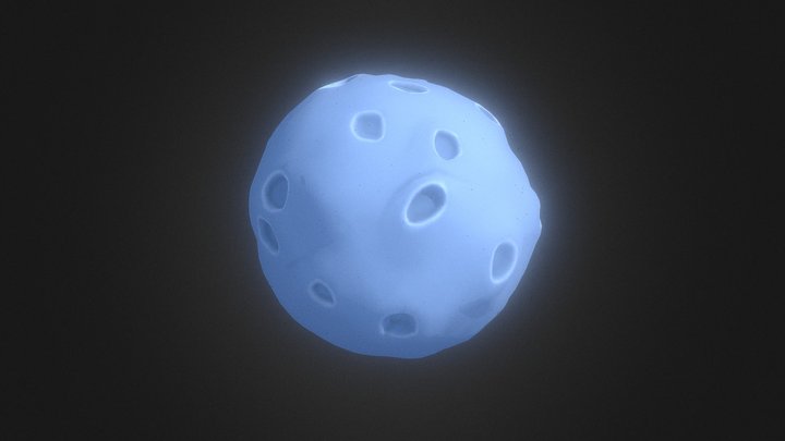 Cartoon Low Poly Moon 3D Model