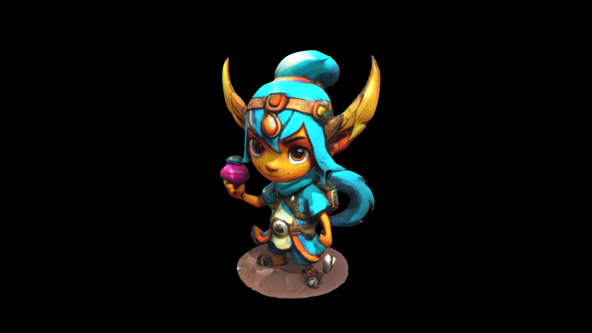 a cartoon character with blue hair and a back - Download Free 3D model ...
