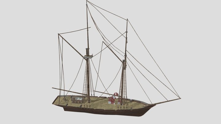 Schooner Boat 3D Model