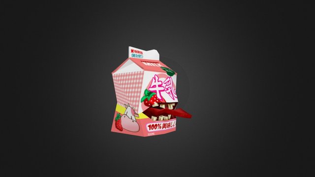 Strawberry milk 3D Model