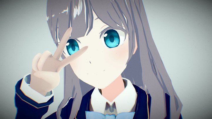 anime style school uniform girl character_ver2 3D Model