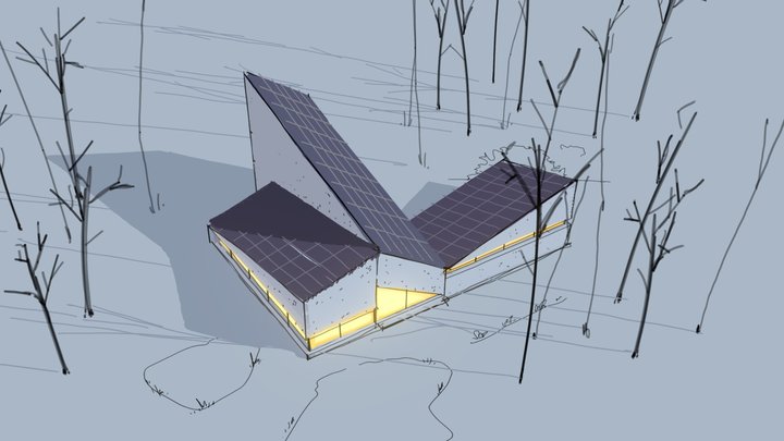 Silent house at dawn 3D Model