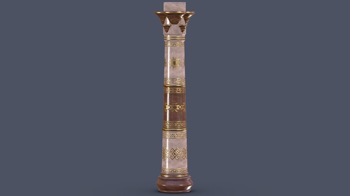 Egyptian column Low poly 3D Model