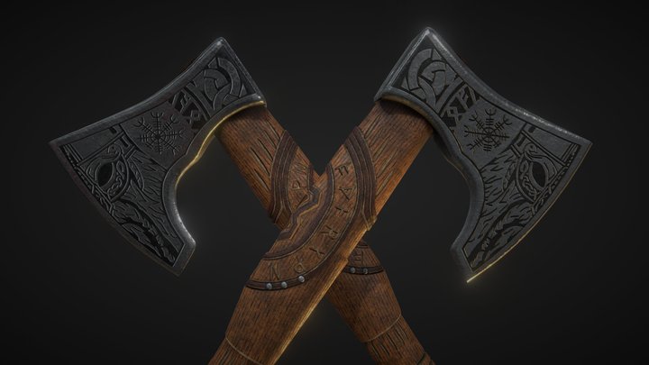 Viking Axe - Odin & Helm of Awe 3D Model