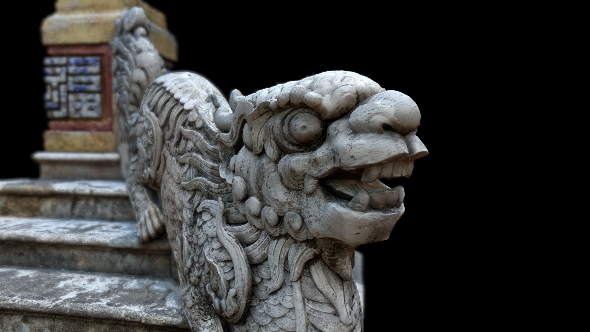3D model Dragon No2 from the Thế Tổ Miếu temple in Hue Vi - This is a 3D model of the Dragon No2 from the Thế Tổ Miếu temple in Hue Vi. The 3D model is about a stone sculpture of a lion.