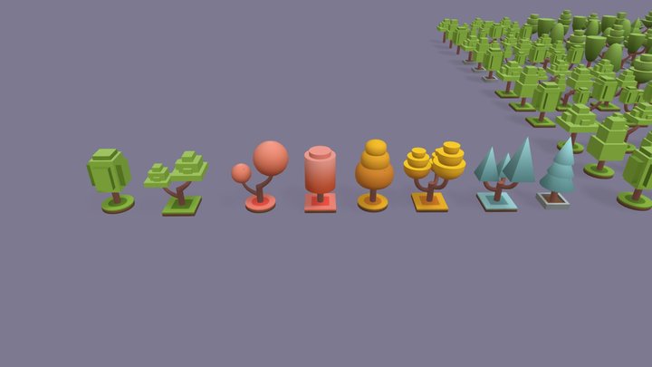 Hypercasual lowpoly trees pack 3D Model