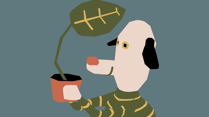 a Dog that likes his plant 3D Model