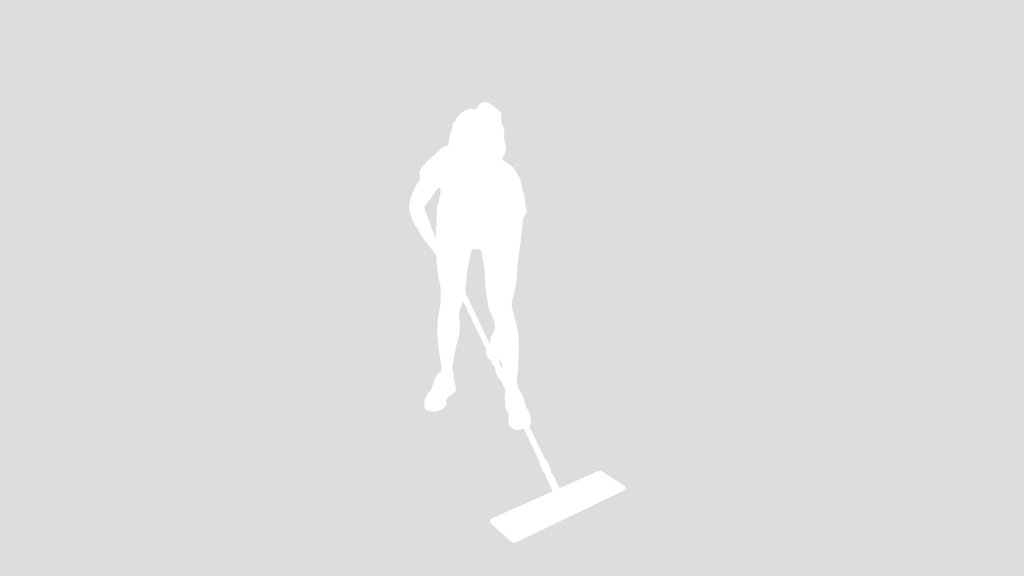 Girl With A Mop Washes The Floor
