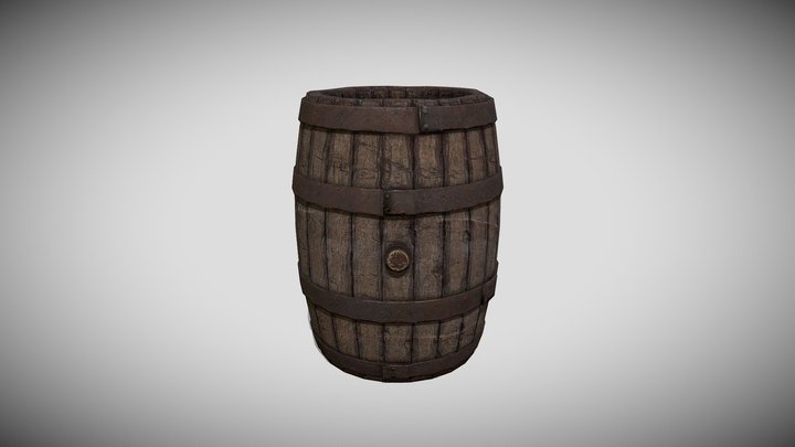 Old wooden barrel 3D Model