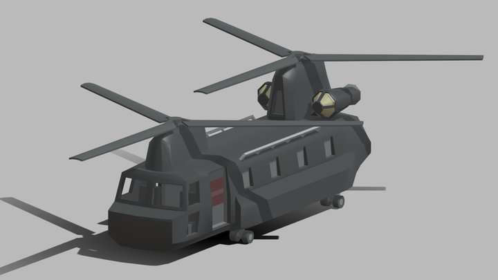 Chinook Helicopter Assault - Low Poly Game Mod 3D Model
