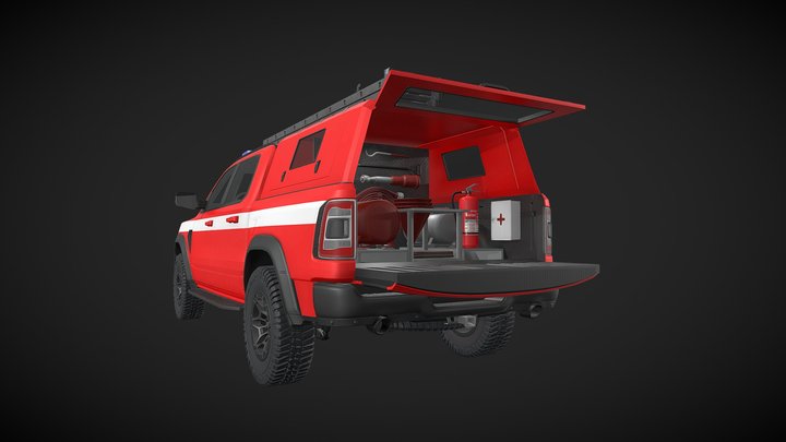 Fire Truck Pickup ZX Animated 3D Model