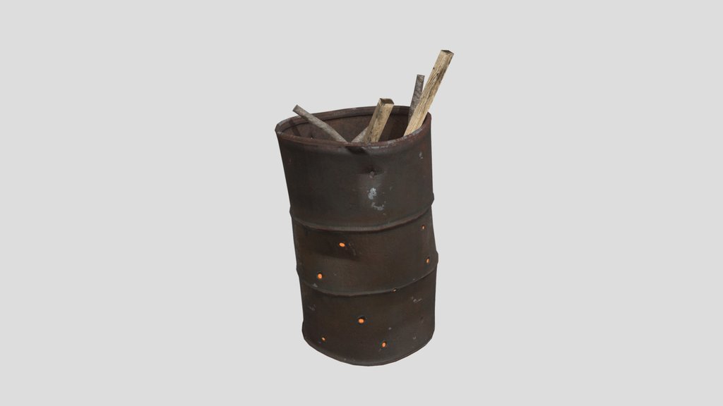 Perforated Steel Burn Barrel Dented