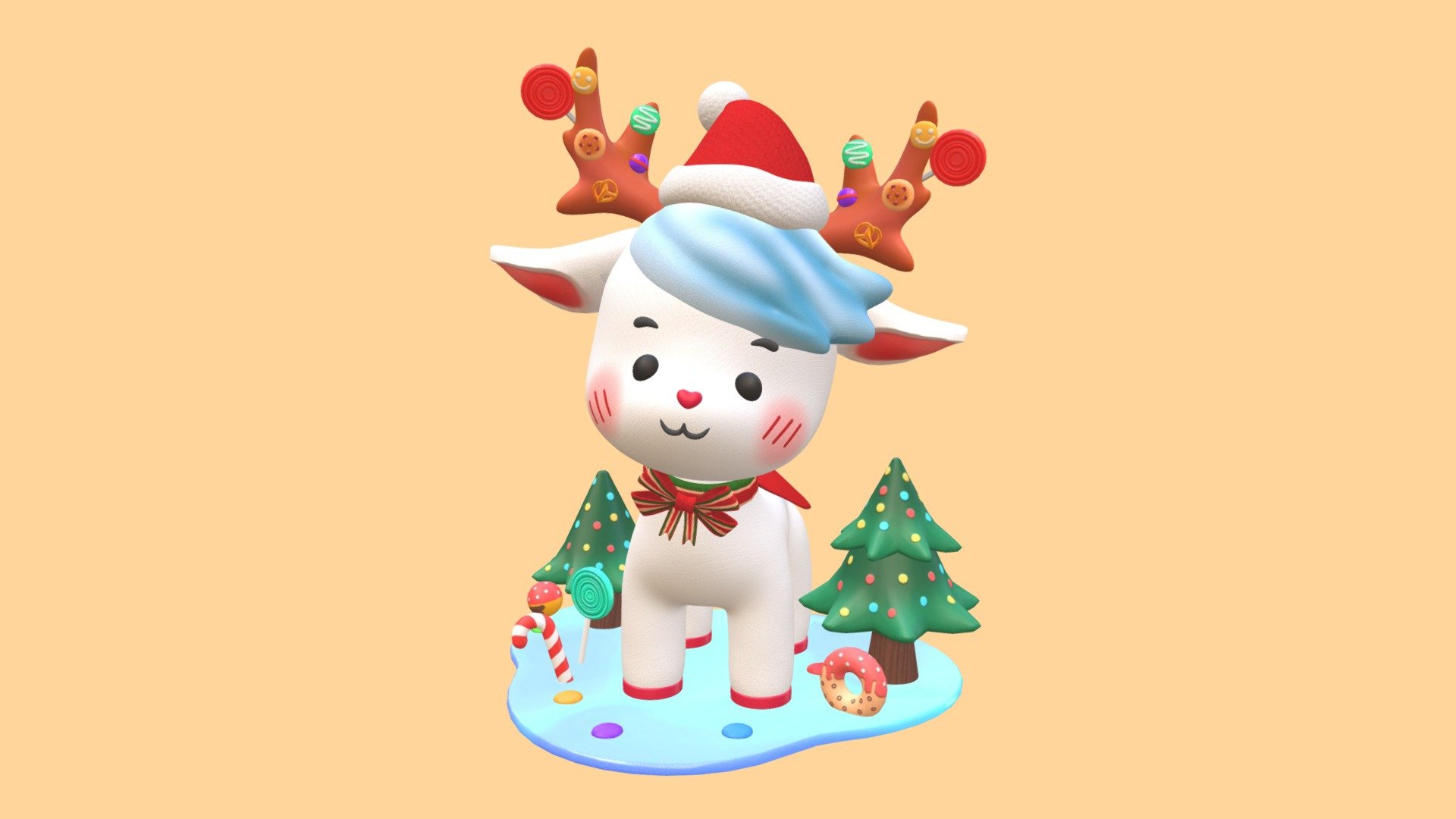Christmas cute reindeer - Download Free 3D model by kiiztie [4252a63 ...