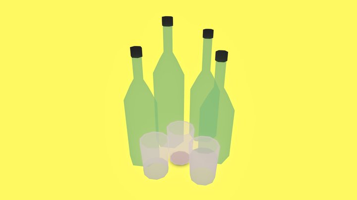 Vine and Glasses 3D Model