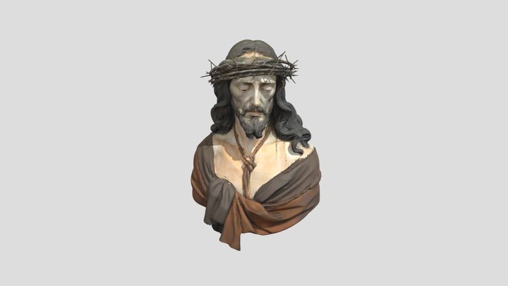 Christ Bust with Crown of Thorns 3D Model