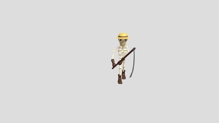 Skeleton Farmer Animated 3D Model