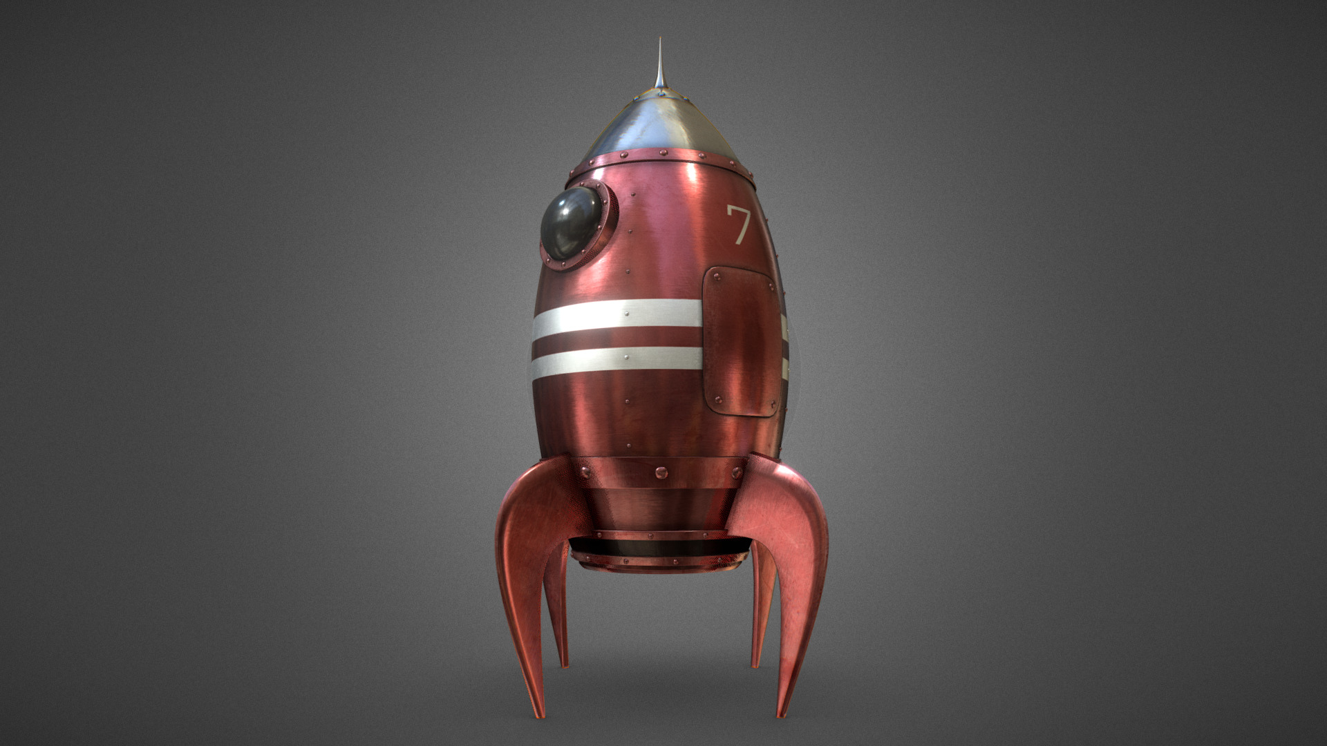 3D model Retro Rocket Toy - This is a 3D model of the Retro Rocket Toy. The 3D model is about a red and white robot.