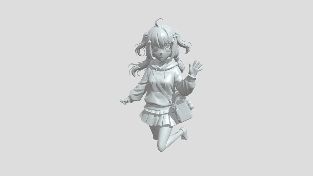 Anime girl in casual outfit waving