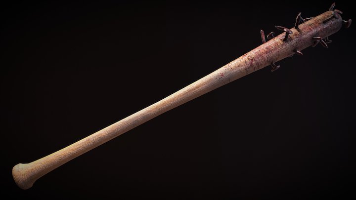 Bloody Baseball Bat with Nails 3D Model